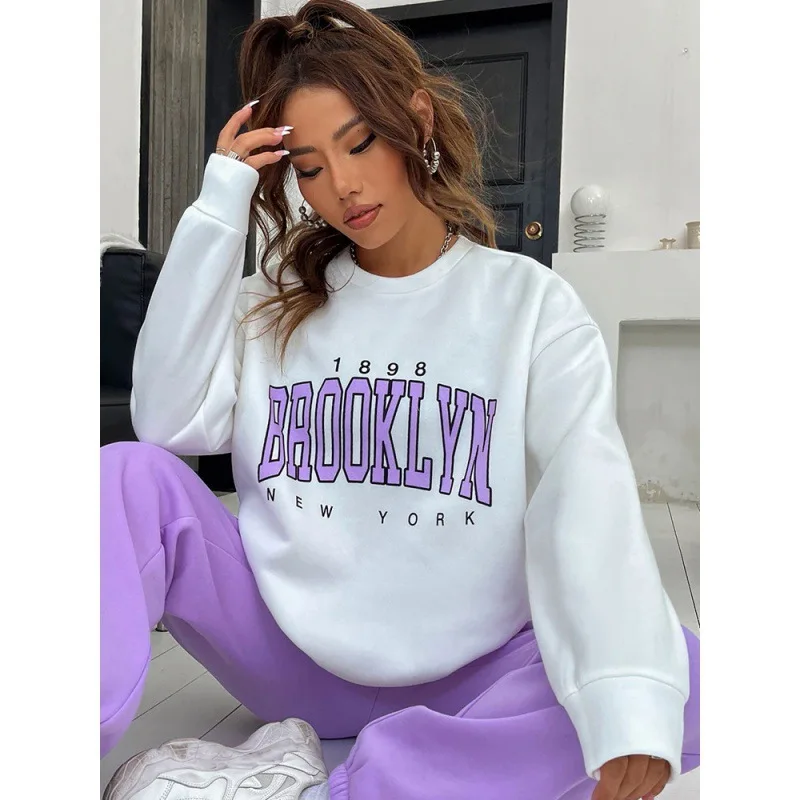 Women\'s Hoodie Hoodie Monogram Print 1898 New York Brooklyn Harajuku Sweatshirt Streetwear Women