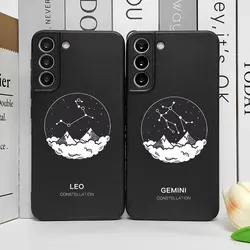 Zodiac Sign Phone Case for Samsung S25 S24 S22 S20 S23 Plus Ultra S21 FE 5G Soft Silicone Cover Constellation Aries Virgo Fundas