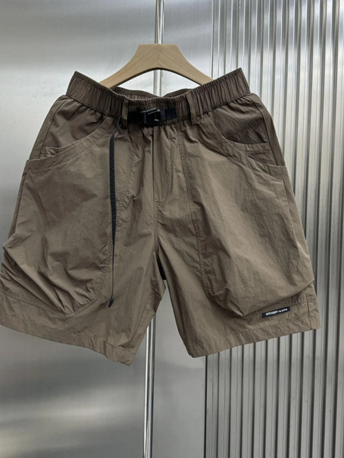 

Мужские летние тонкие рабочие брюки-капри прямого кроя, быстросохнущие, дышащие, модные, из полиэстера, повседневные