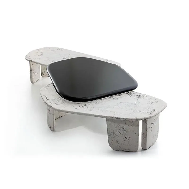 Light luxury special-shaped combination coffee table large flat layer Bentley high-end marble splicing tea table