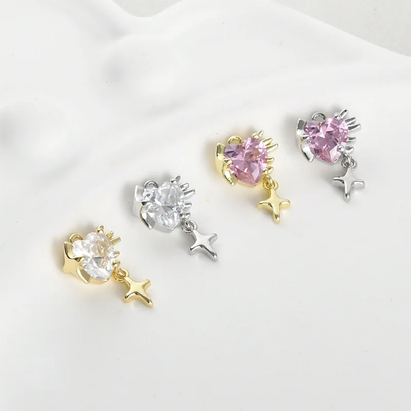 Copper-plated 14k Gold Color Powder Zirconium Love Cross Star Pendant DIY Handmade Beaded Bracelet Necklace Earrings Accessories