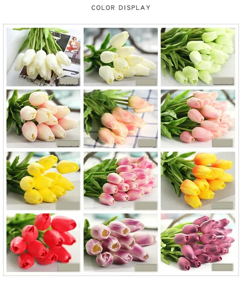 31pcs/lot Tulips Artificial Flowers PU Artificial Bouquet Real Touch Flowers for Home Wedding Decorative Flowers & Wreaths