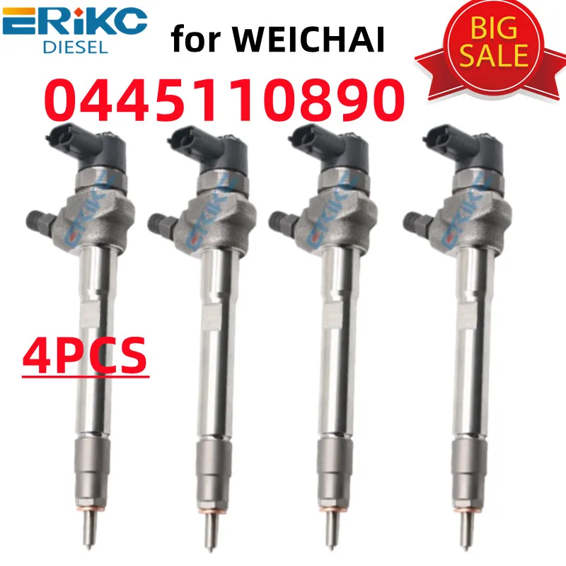 ERIKC 4 PCS NEW 0445110890 Diesel Fuel Injector Sprayer Nozzle 0445 110 890 for WEICHAI Engine Car Parts 0 445 110 890