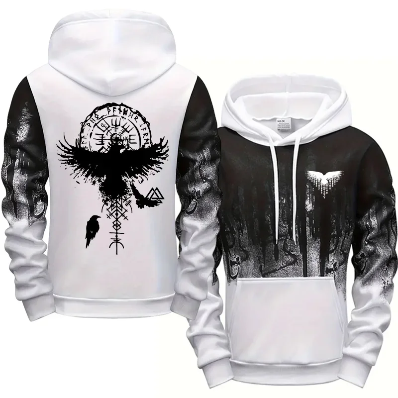 

Nordic Pirates Print Men's Hoodies Street Hip Hop Style y2k Clothes Fashion Tops Autumn and Winter Casual Oversized Sweatshirts