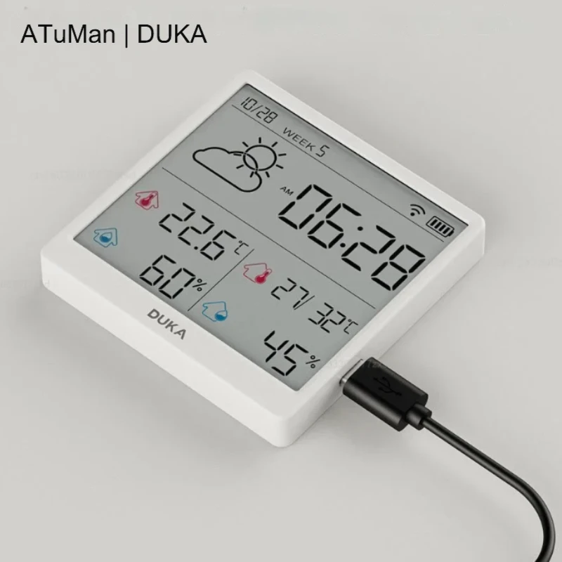 Youpin DUKA New High-precision Electronic Temperature Hygrometer Records Ultra-thin Large Screen Indoor Temperature Hygrometer