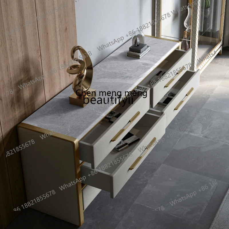 G153 Italian light luxury rock slab dining side, chest bedroom, storage, six-draw modern minimalist living room entrance cabinet