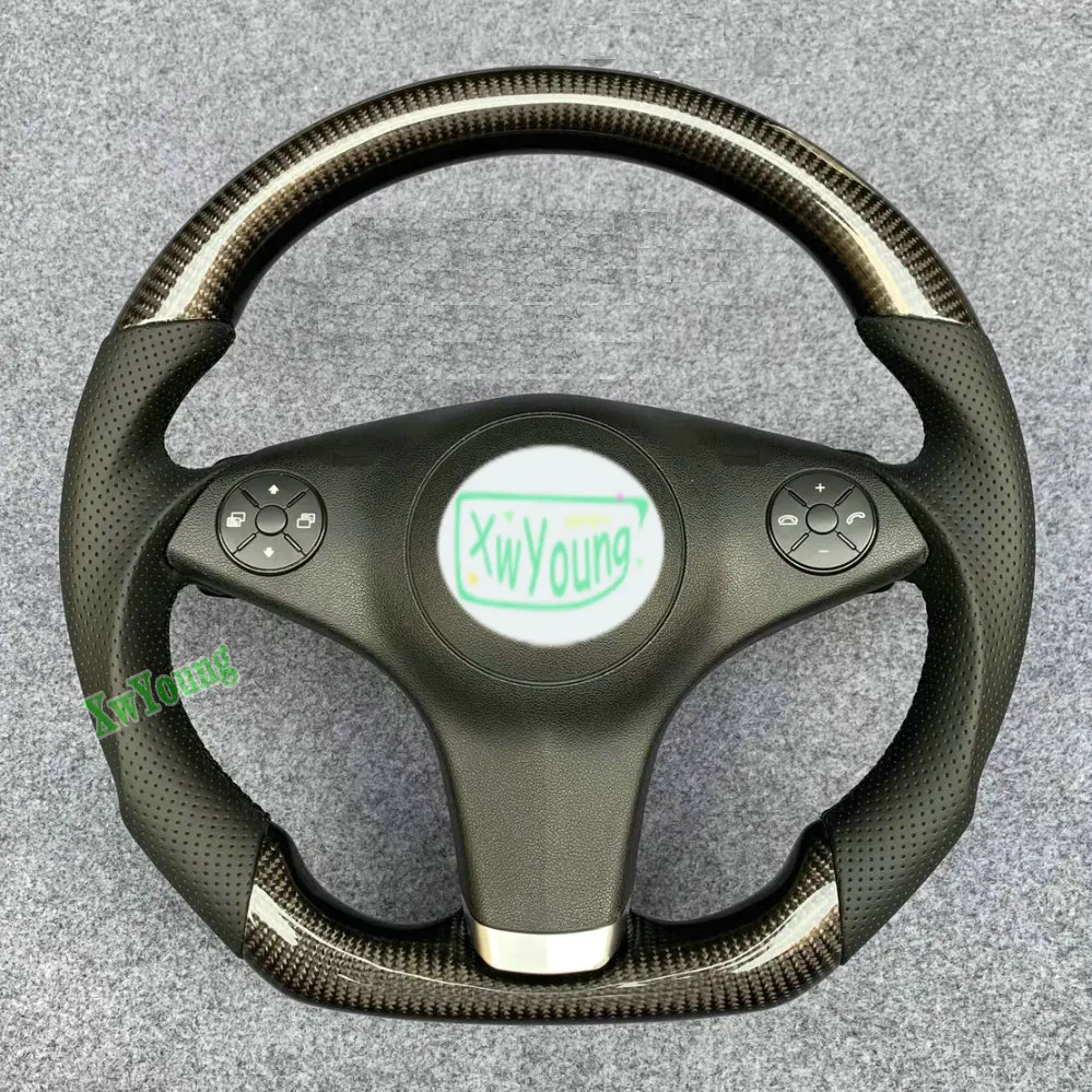 For Mercedes-Benz SL300 SL350 SL500 SLK W171 CLS W219 E W211 (No Paddle Shifters) Customize Real Carbon Fiber Steering Wheel
