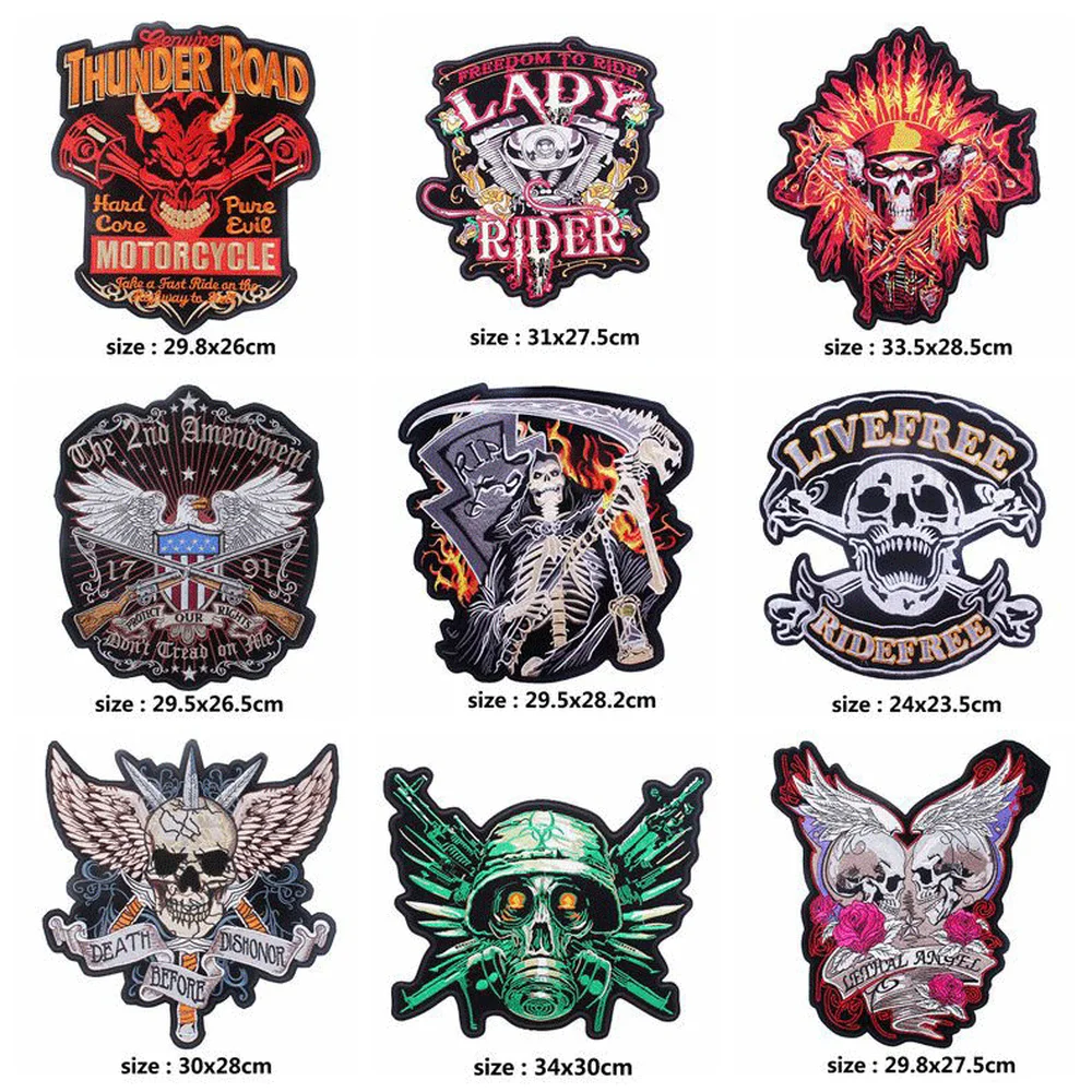 Toppe in ferro per abbigliamento adesivi per vestiti termici accessori adesivi Patch Badge adesivo per cucire Motor Ghost Punk Boy Harley