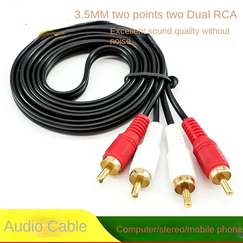 Two on two 3.5 MM audio line toward male head head, 2 points 2 double lotus RCA computer connected TV audio speakers line