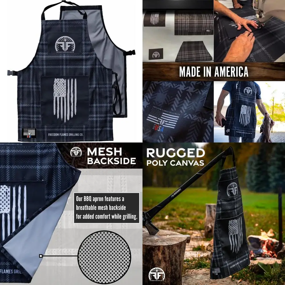 

Grilling Apron USA-Made with Pockets for Barbecue and Meat Smoker Accessories