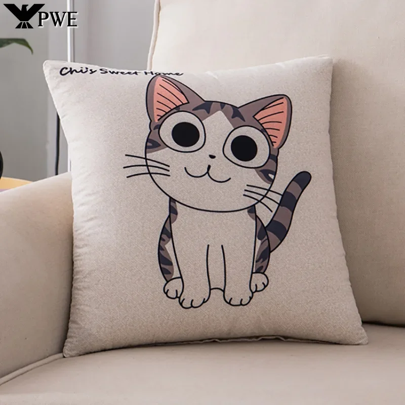 

45x45cm Cute Cat Cartoon Pillow Case Cover Creative Cat Dog Pillow Case Cover Giraffe Elephant Penguin Pillowcase