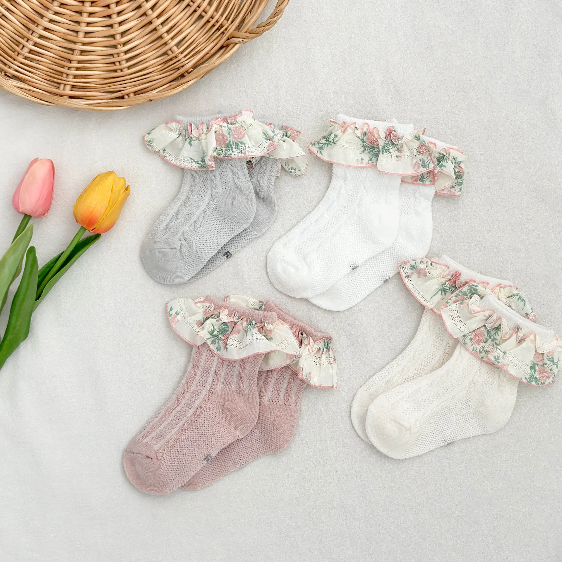 Adorable Baby Girls' Cotton Lace Trimmed Breathable Mesh Lolita Ankle Socks Soft and Cute for 0 - 3 Y Girl's Socks Kids