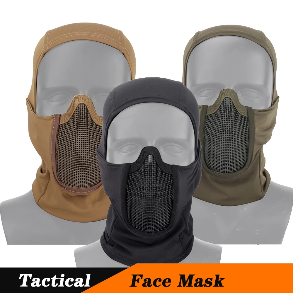 

Tactical Balaclava Mesh Mask Airsoft Paintball Full Face Protection Ninja Style Hood Steel Metal Mask Foldable Design