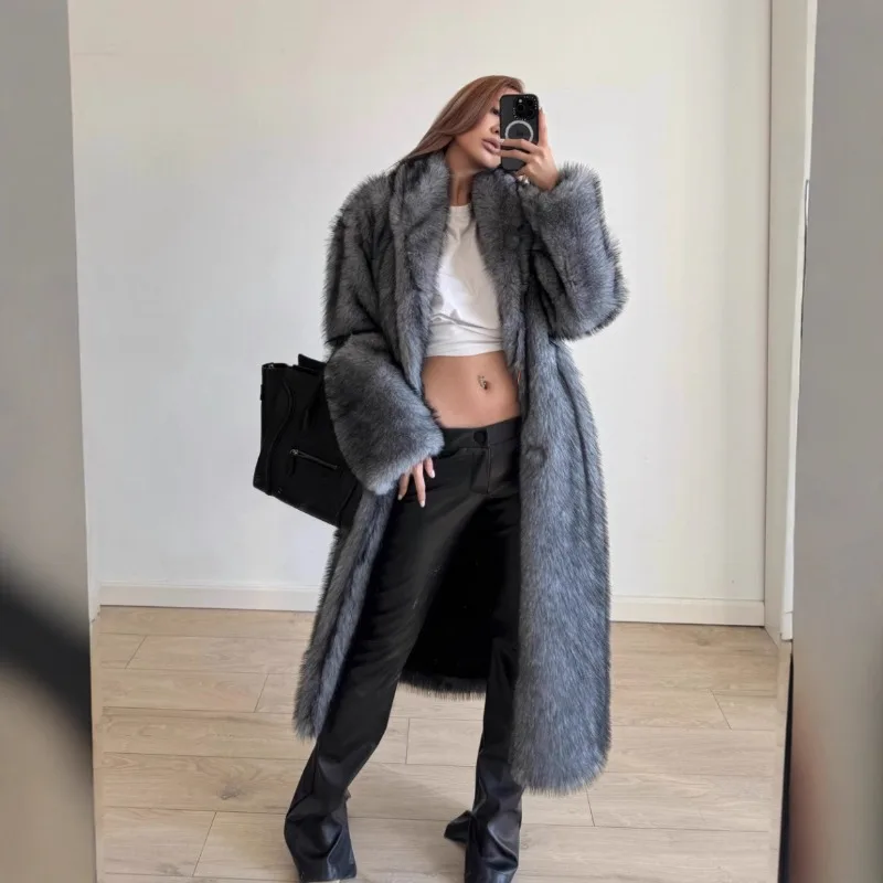Women's winter Tops Coat Faux Fur Fur Collar Long Versatile Skinny Comfortable Loose Casual Design Fashion Soft Niche Skinny New
