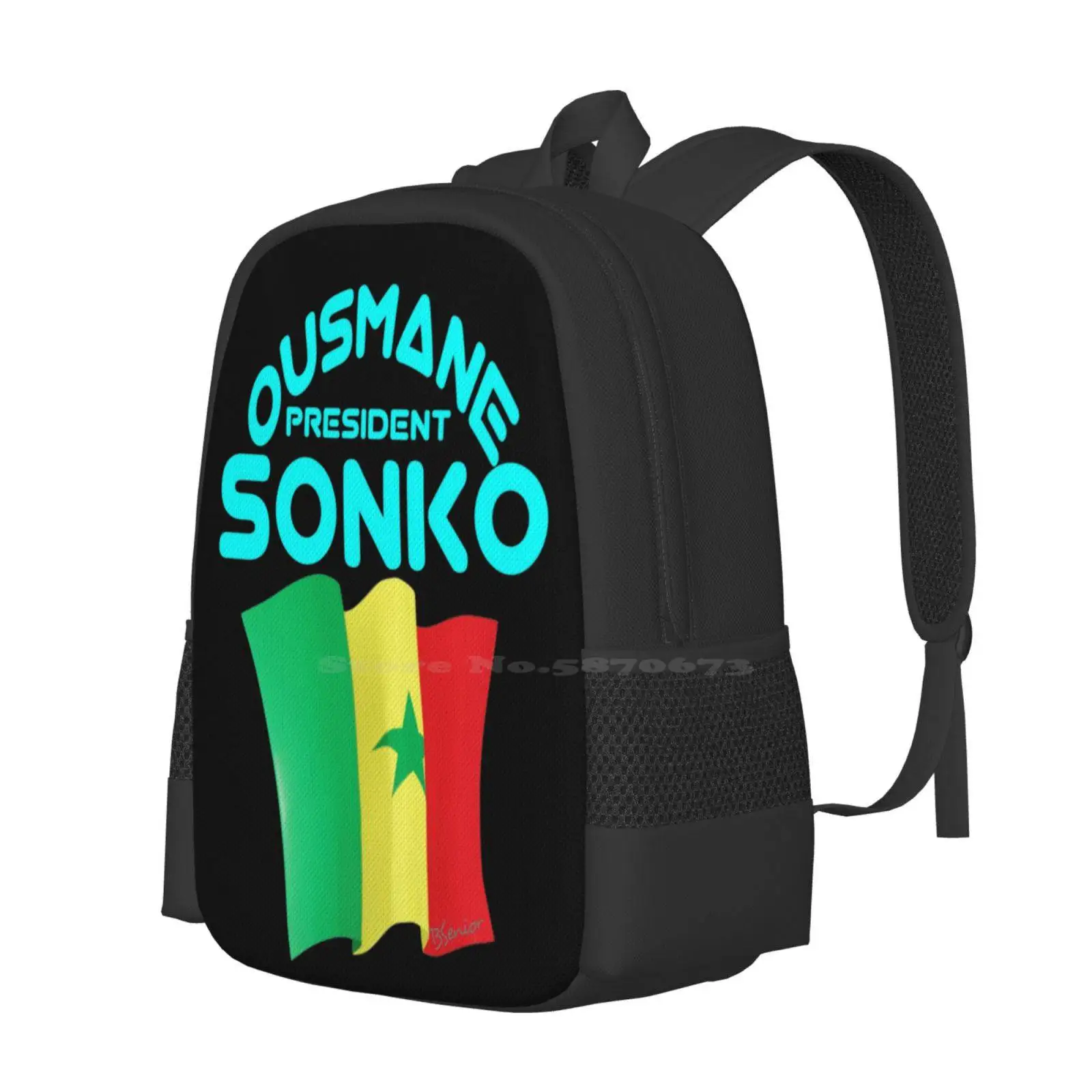 Ousmane-bolsas escolares de viaje para ordenador portátil, diseño de patrón de Sonko, Ousman, Presidente Ousmane, gastef, Sonko, Presidente Ousmane