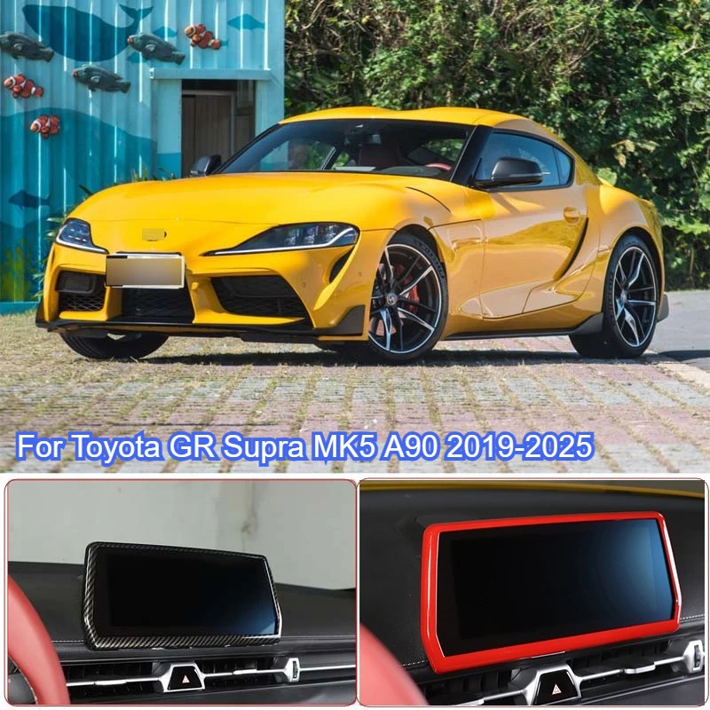 

For Toyota GR Supra MK5 A90 2019-2025 ABS carbon fiber/Red Car navigation frame cover Trim Sticker Car interior Accessories