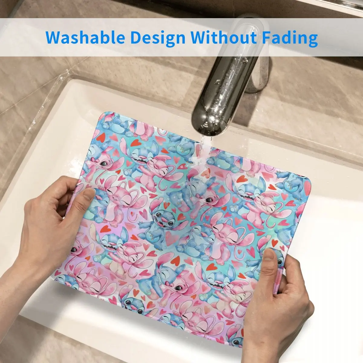 Custom Gamer Mouse Pad Non-Slip Rubber Base Stitch Cartoon Pattern Mousepad Office Desk Mat