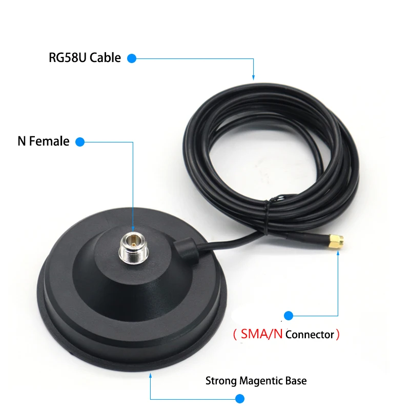 Strong Magnetic Base Large Sucker With 3 Meters Extension Cable RG58U SMA/N Male Connector for Outdoor Long Range Antenna