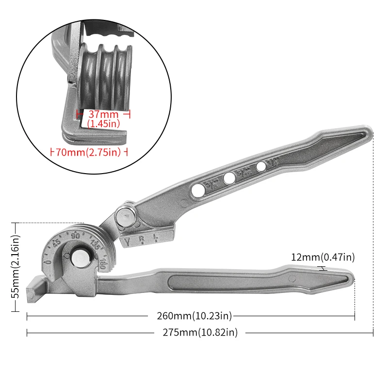 Imagem -06 - Tubo de Dobra Mão Ferramenta Combinação Tubo Bender 90 180 Graus Tubo Máquina de Dobra mm 0.24in mm 31 Polegadas 10 mm 39 Polegadas em