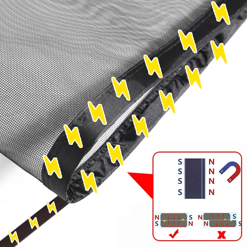 มุ้งกันยุงหน้าจอแม่เหล็กแบบใหม่มีตาข่ายที่มองไม่เห็นขนาดที่กําหนดเอง ม่านกันแมลงและแมลง รถยนต์ ประตู หน้าต่าง