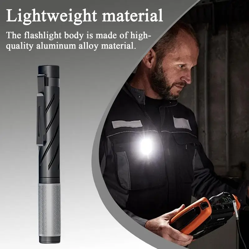 

Pen Light Flashlight Portable LED Camping Light 3-Colors USB Rechargeable Flashlight For Hiking Inspection Self Defense