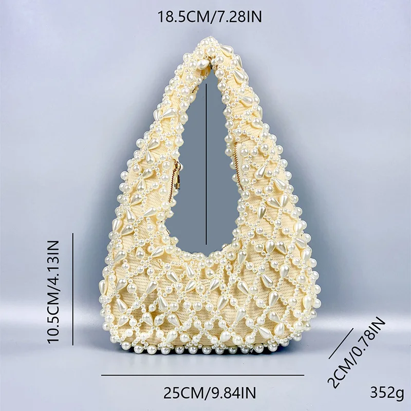 Imagem -04 - Bolsa de Ombro Monocromática com Strass para Mulheres Bolsas de Corrente Pérola Bolsas Transversais Femininas Bolsa para Festa Noturna Nova Moda