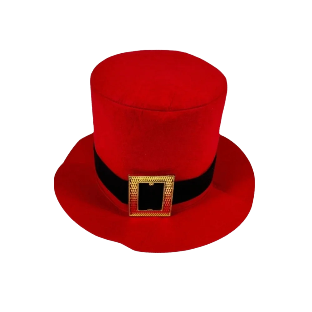 Sombrero de Navidad Rojo de Moda, Cinturón Negro, Botón Dorado, Sombrero de Papá Noel, Sombrero Plegable, Sombrero de Vaquero para Mujer