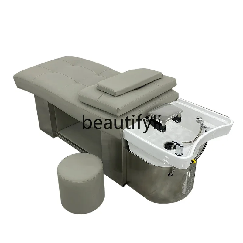 

Barber shop hair salon special Thai flat massage shampoo bed ceramic basin stainless steel bed