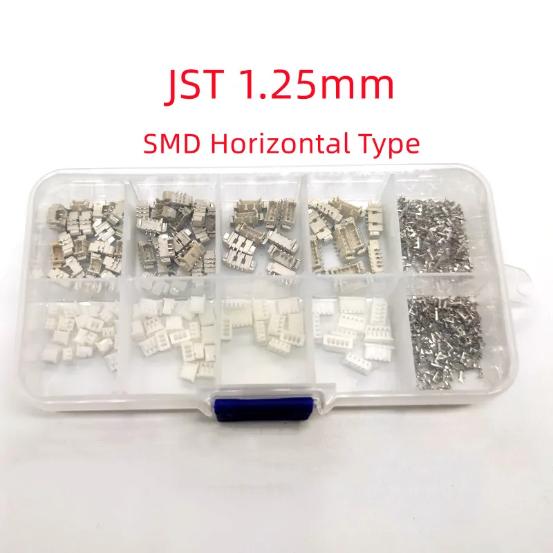 60sets/Box JST 1.25mm Pitch SMD Horizontal Type Connectors 2p/3p/4p/5Pin Terminal/Housing/Pin Header Connector Kits