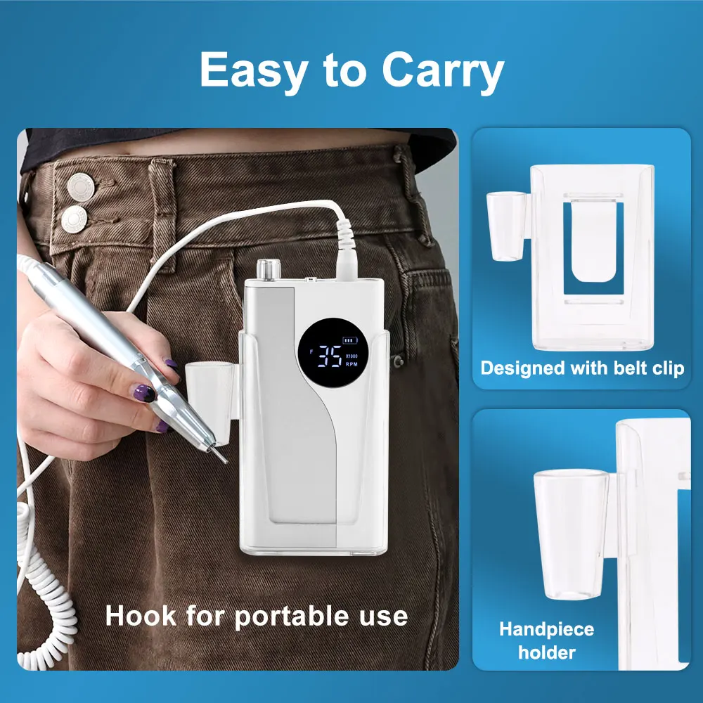 35000 RPM ネイルサロン用コードレスブラシレス 85 ワット電気ネイルドリルマシン