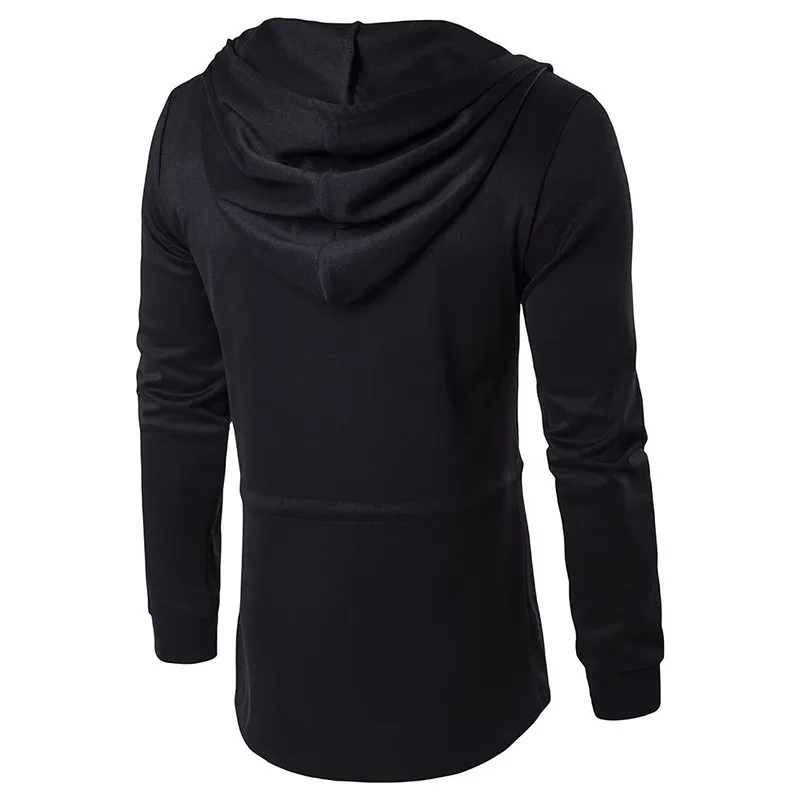 KIDWHXR Herrenmantel Herbst Streetwear Einfarbiger Kapuzen-Trenchcoat Schlanker Mittellanger Langarm Atmungsaktiver Lässiger Herren-Überzieher – Detail 5