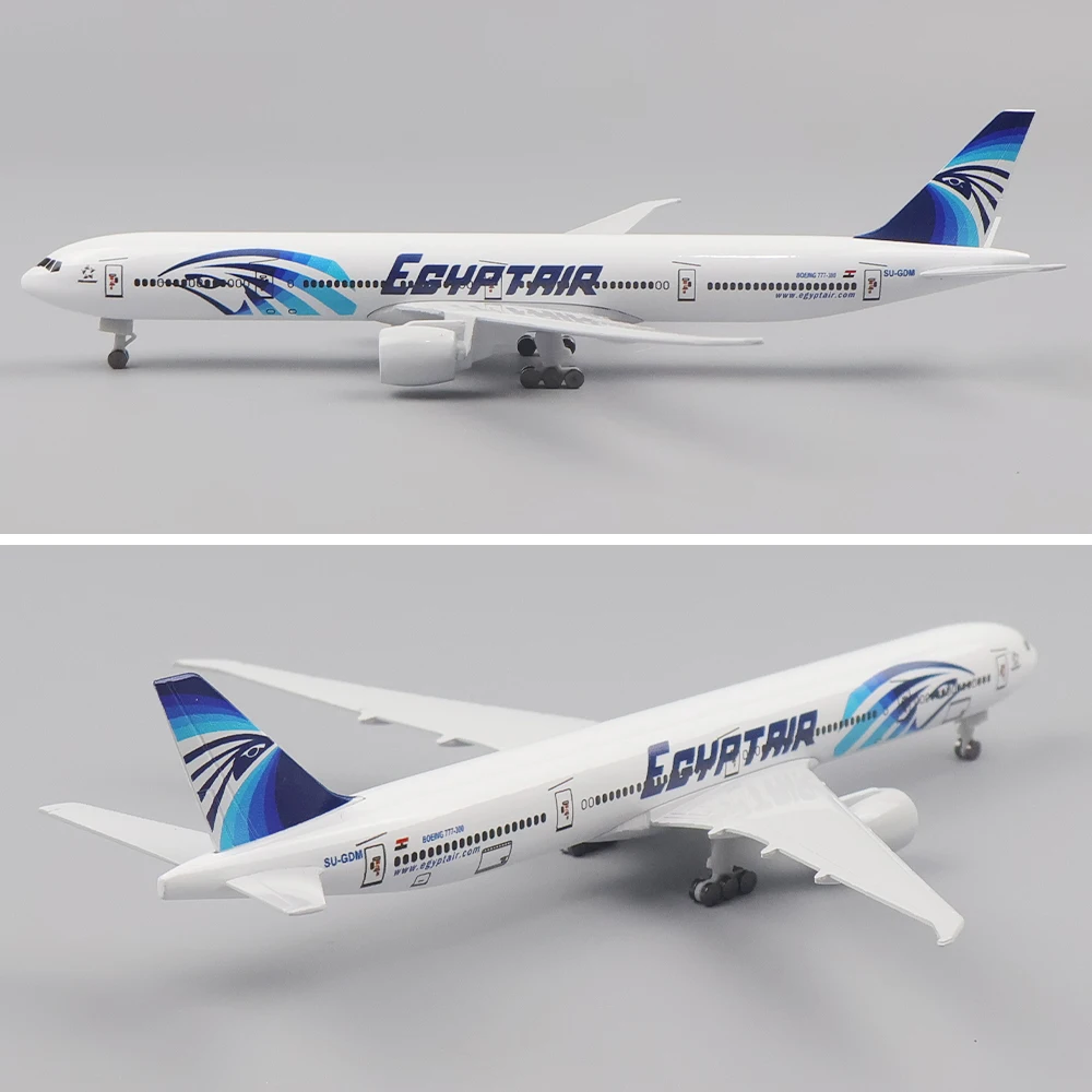 Modelo de avión de Metal de 20cm, 1:400 Egyptair Boeing 777, réplica de Metal con tren de aterrizaje, Material de aleación, simulación de aviación, regalo para niños