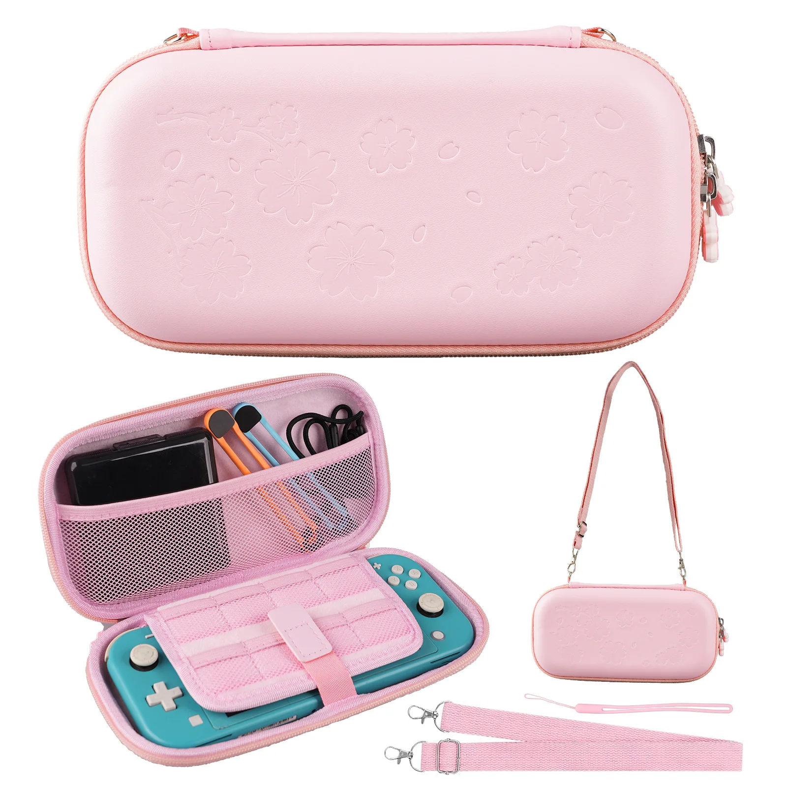 estojo-de-armazenamento-a-prova-d'agua-em-pu-capa-de-viagem-para-switch-lite-cor-rosa-sakura-bolsa-de-transporte-portatil-para-switch-oled