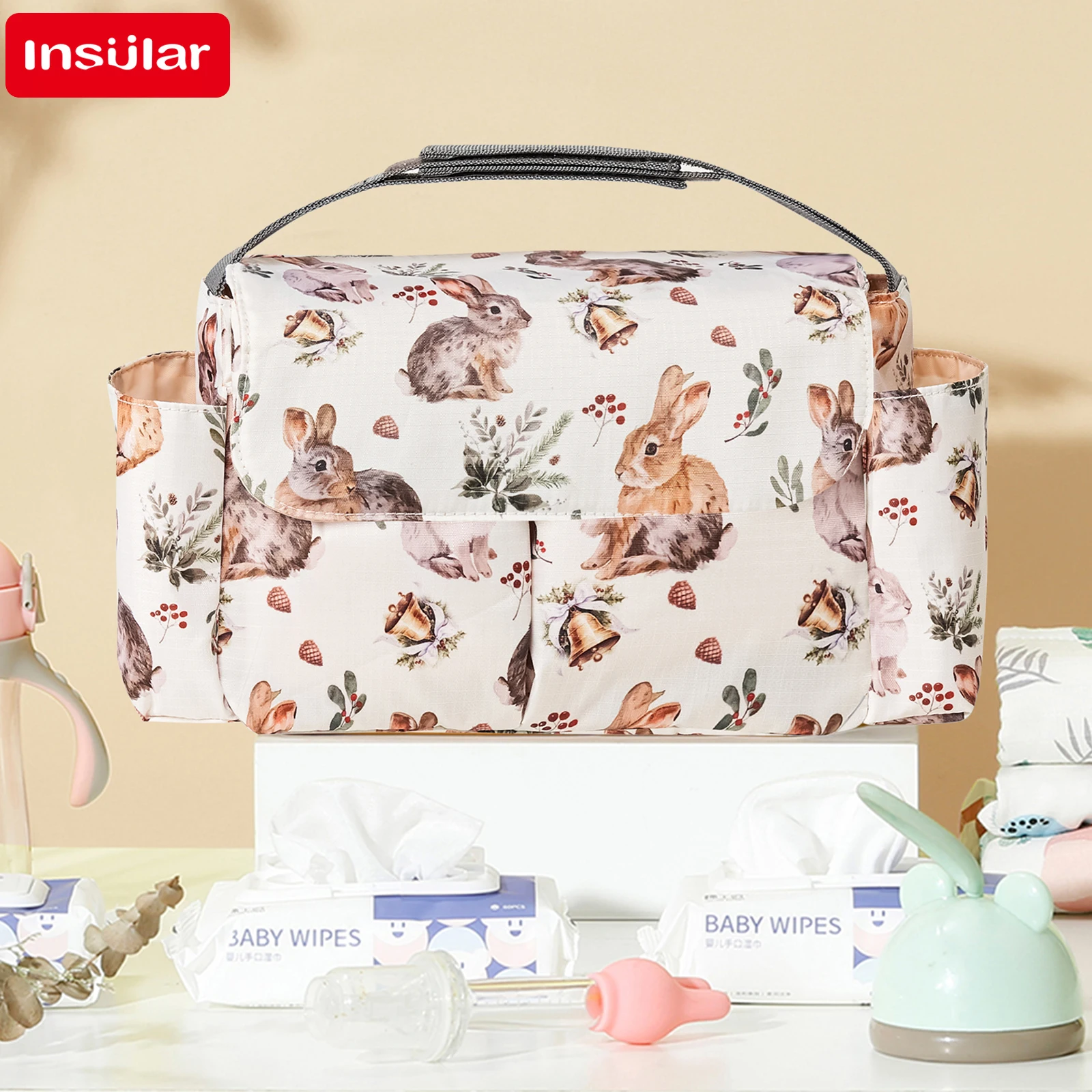 Diaper bag Flower Cartoon Baby Stroller Organizer Nappy Diaper Bags Carriage Buggy Pram Cart Basket Hook Stroller Accessories