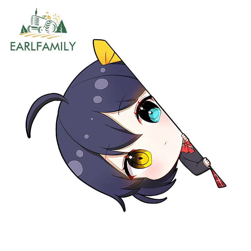 EARLFAMILY Rikka Takanashi Chibi Peek Car Stickers Kawaii Probe Interesting Decals Door Windows Car Accessories JDM Decor