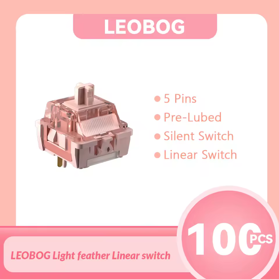 LEOBOG Silent Switches 100pcs Mechanical Keyboard Linear Switches 5Pin Pre Lubed POM Custom Low-Noise Cotton Candy MX Switches - AliExpress 