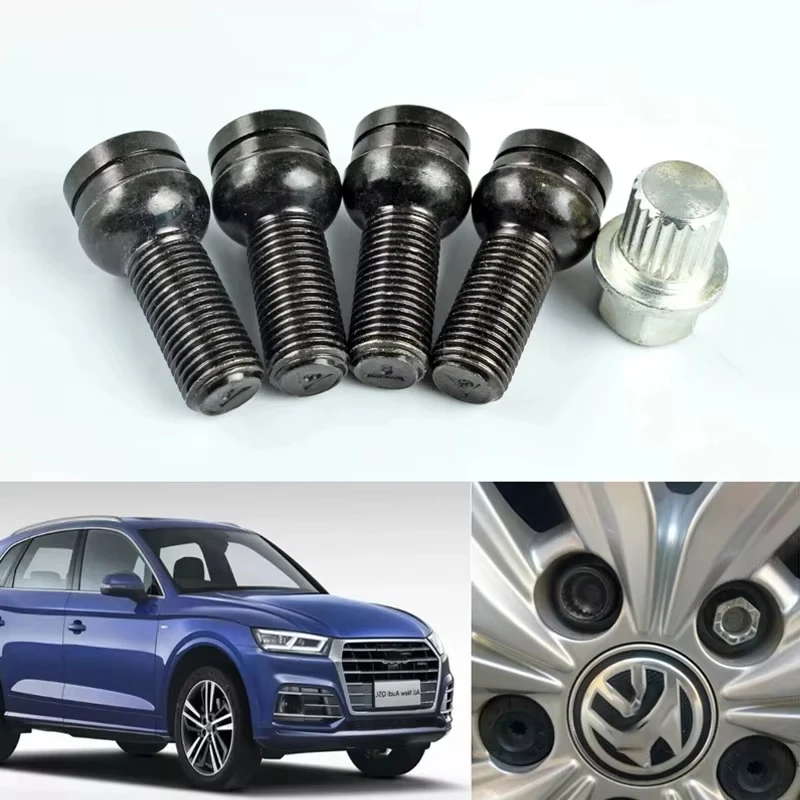 5 pçs para vw golf jetta beetle passat audi carro anti-roubo roda parafuso e porca de bloqueio caber 14mm x 1.5mm acessórios do carro