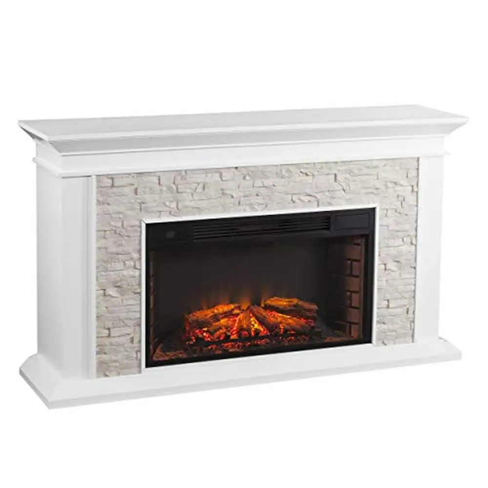 Electric Fireplace with Lifelike Flames Brick Style Interior Transitional Farmhouse Design 60.25