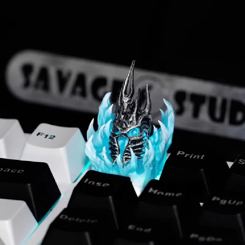 Warcraft World Keycaps 1 Key Resin Hand Layered Drip Glue Mechanical Keyboard Accessories Command Helmet Lich King Game Gift
