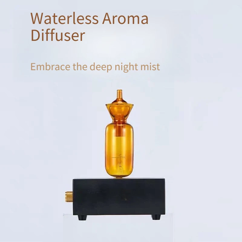 Mini Portable Waterless Essential Oil Nebulizer, Wood & Glass Rechargeable Aroma Diffuser, Mini Cold Air Aromatherapy for Home