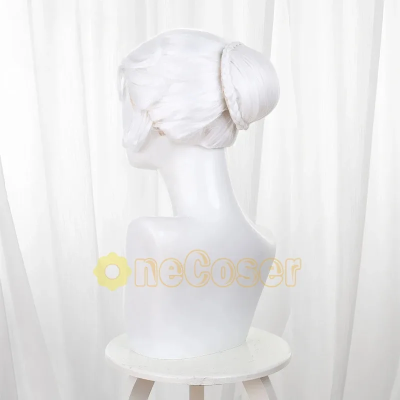 False Hope 코스프레 가발 게임 아이덴티티 V 블러디 퀸 메리 화이트 헤어 내열성 섬유 헤어 + 가발 모자 할로윈 소녀 여성