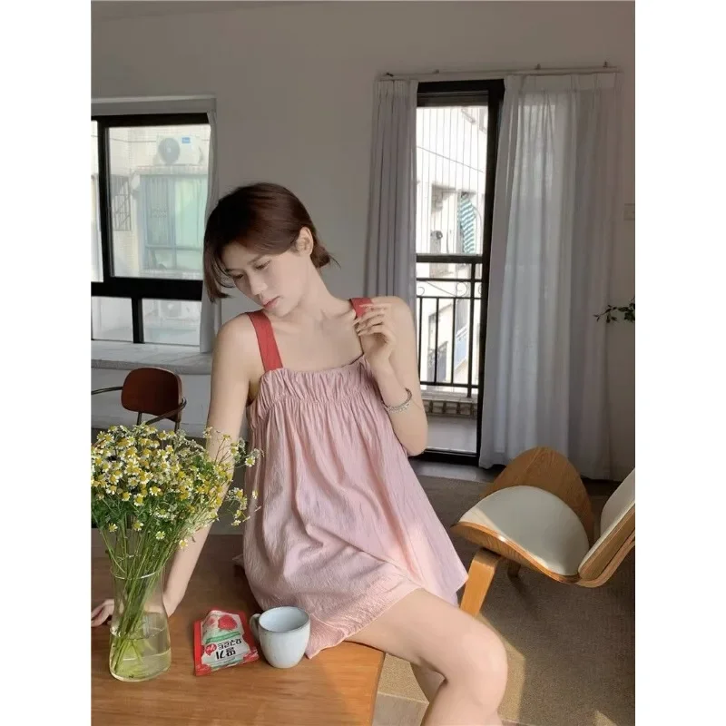 

Pajamas Female Summer New Style Shorts Maiden Loungewear Can Be Worn Outside Two-piece High Appearance Level Sweet Suspenders