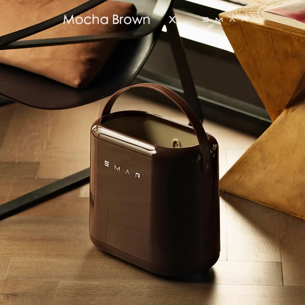 Mocha Brown Garbage Bin Household Kitchen Living Room Bathroom Bedroom OfficeHandheld Trash Can Room Tea Room Hotel Storage Bin