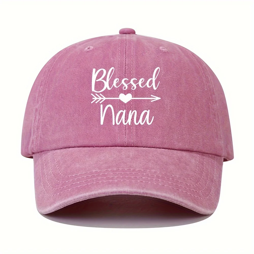 Blessed Nana Print Baseball Cap Classic Solid Color Slogan Hat Vintage Washed Distressed Dad Hats For Women Men