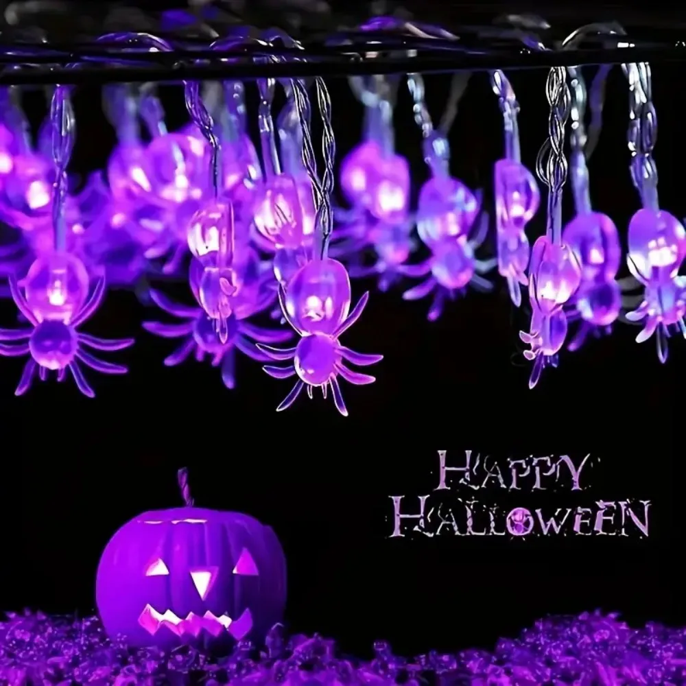 Halloween Spider LED String Lights 1.5M/3M Battery Box Mini Decorative Lights for Party Wall Balcony Spooky Holiday Decor