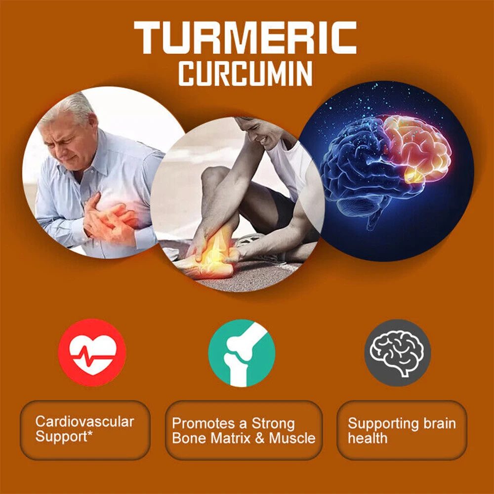 Turmeric Curcumin Capsules, Black Pepper Natural Joint Support - Relieve Joint Pain, Support Brain Health & Heart Health Support