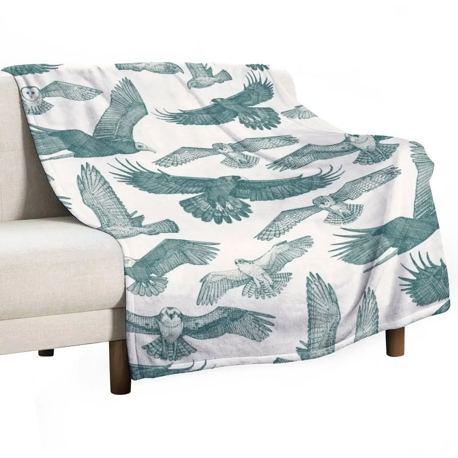 

birds of prey jade Throw Blanket Flannel Fabric Polar Blankets