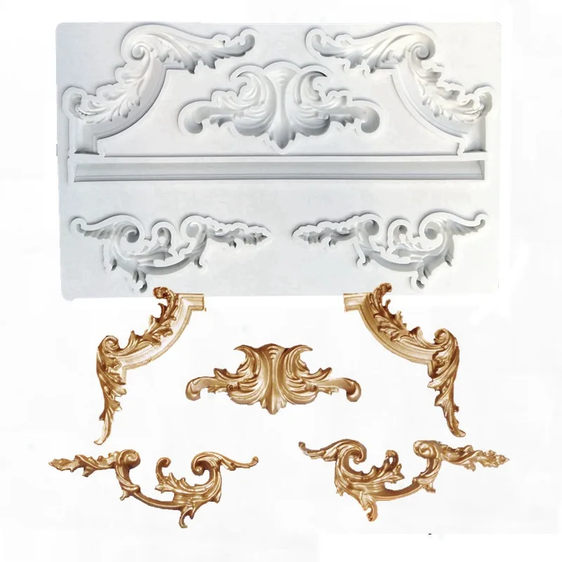 

European-style Embossed Carved Silicone Mold Angle Lace Frame Texture Fondant Cake Edge Decoration Tools Baking Supplies Molds