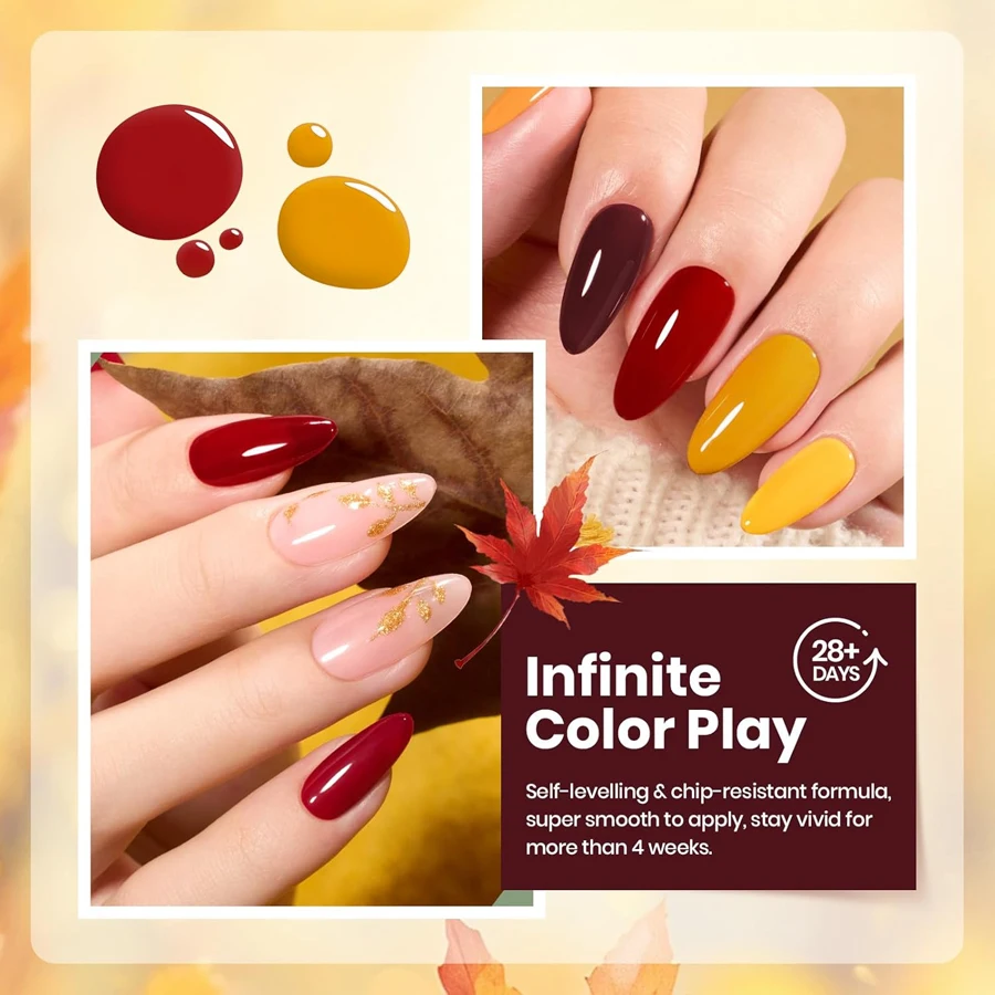 QAZIXU 6個セット ネイルジェルポリッシュ 人気カラー DIYネイルアートデザイン ソークオフ UV/LEDジェル マニキュアキット ホームサロン用