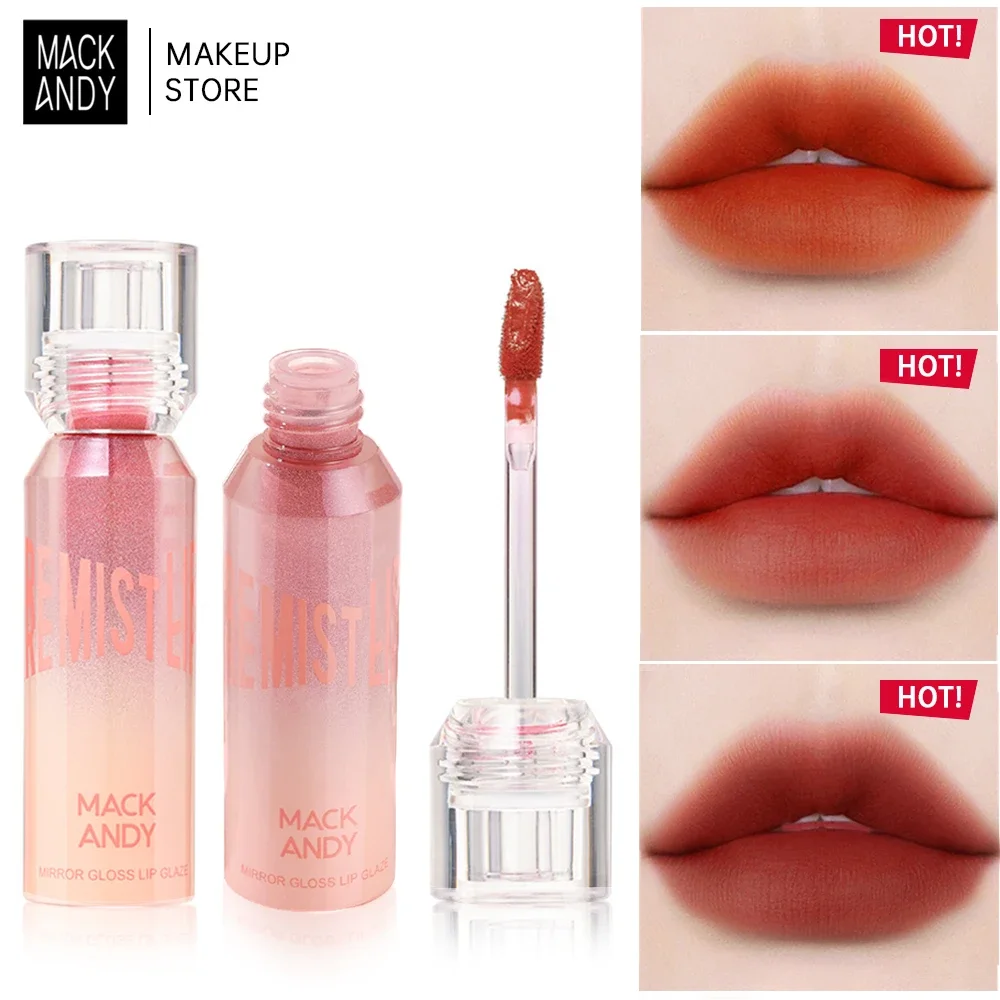 MACKANDY Mirror Lip Gloss Glaze Cute Girl Matte Lipstick Makeup Cosmetics Long-lasting Waterproof Non-fading Sexy Lip Plumper